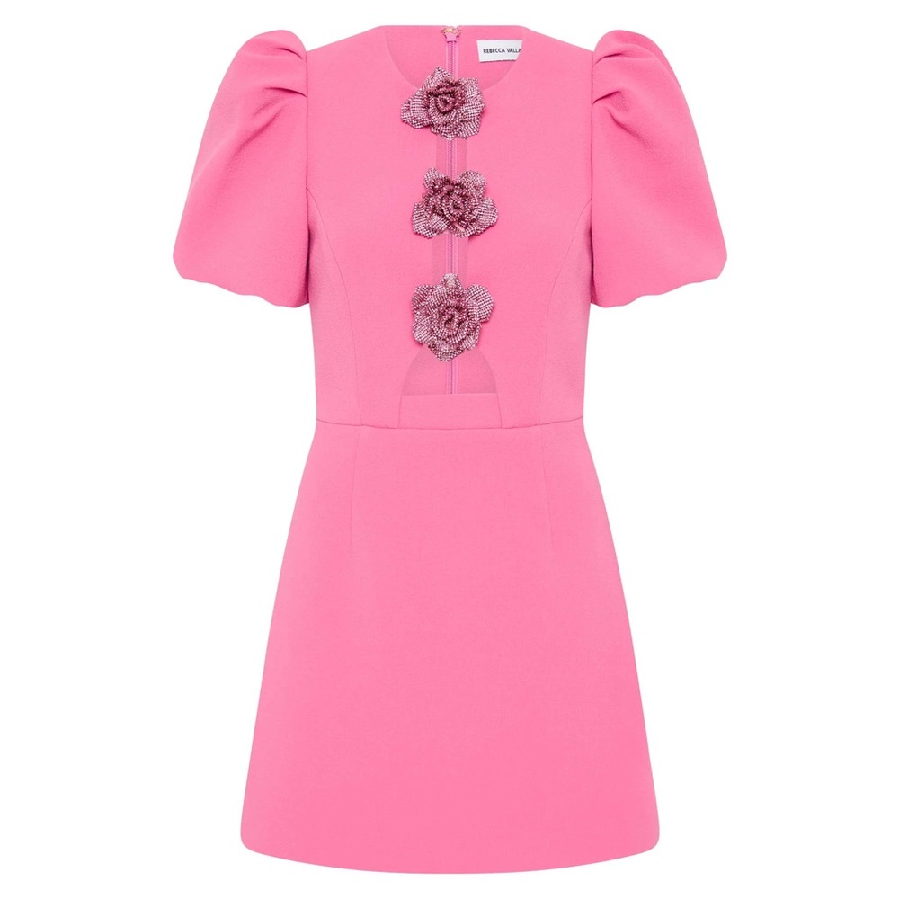 NWT Rebecca Vallance Aubree Flower Mini Dress with Beaded Floral Details Size 4 - Picture 2 of 5